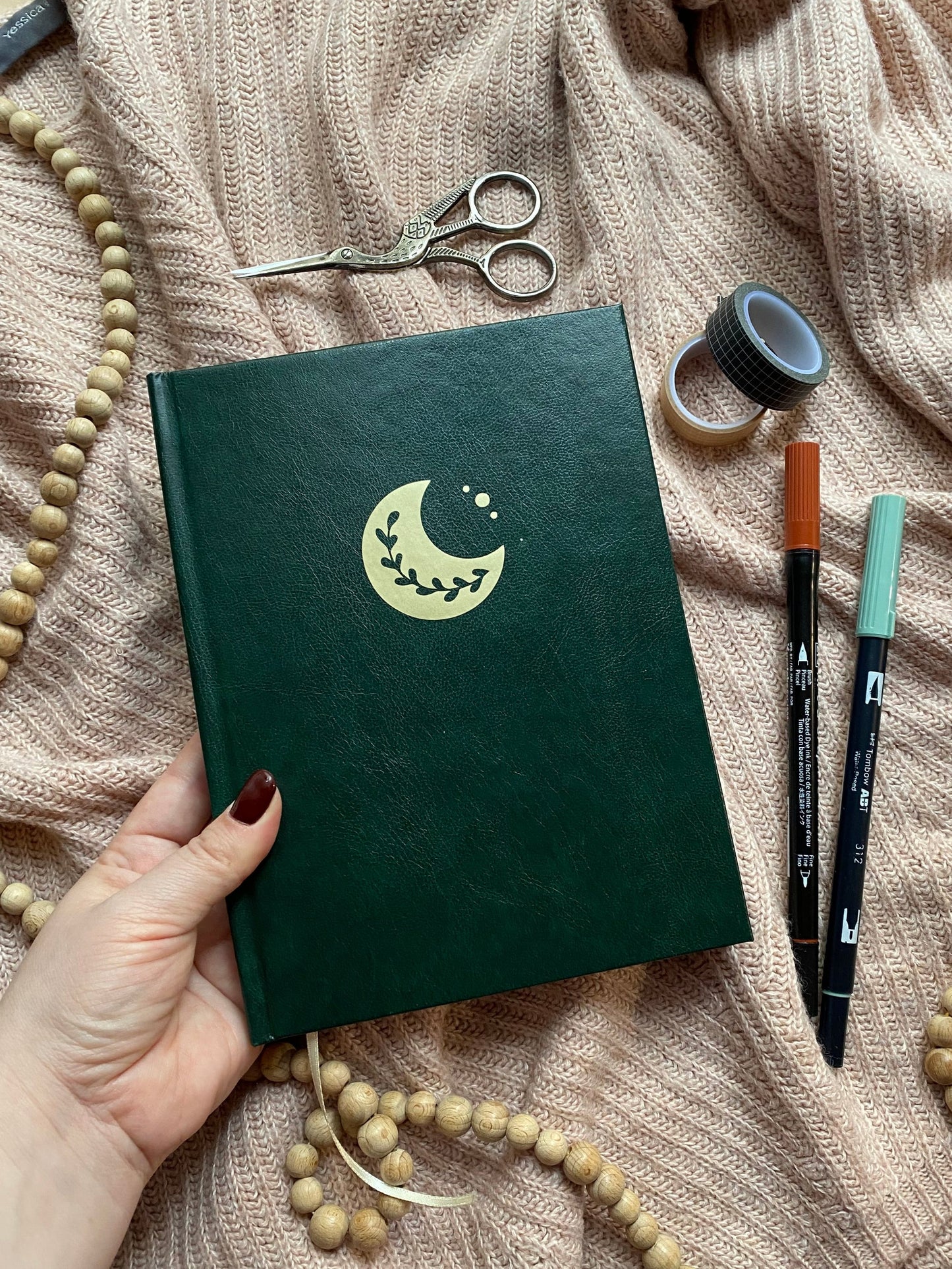 holdas mintájú zöld borító bullet journal füzet arany mintával